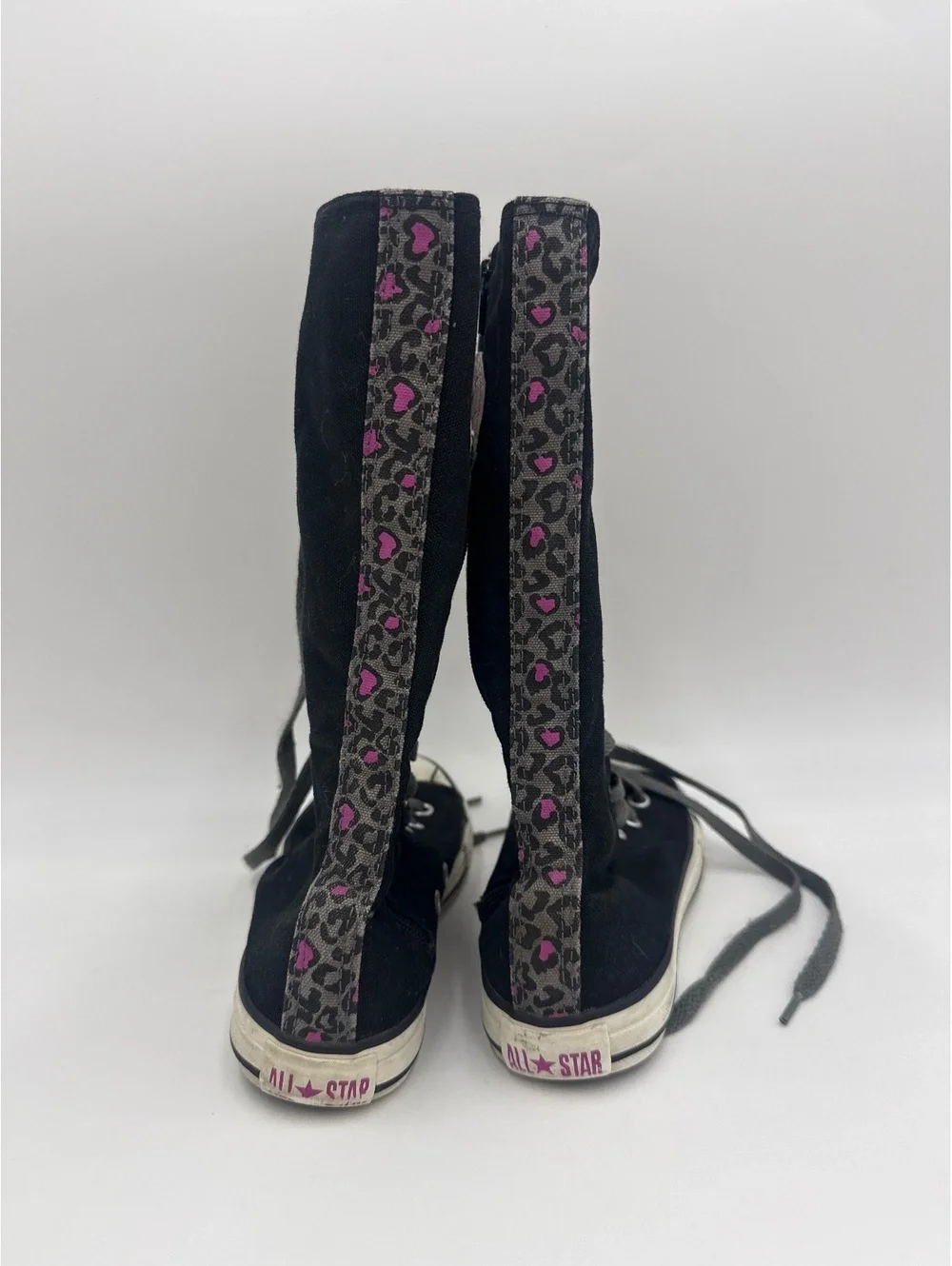 Converse Chuck Taylor All Star Black High-Top Knee-High Sneakers with Pink Accen